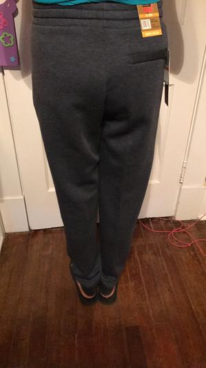 me wearing joggers - back of them