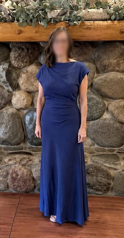 sam edelman cowl neck cocktail dress Sam Edelman Women's Cowl-Neck Waist-Pleat Side-Slit Dress - Navy