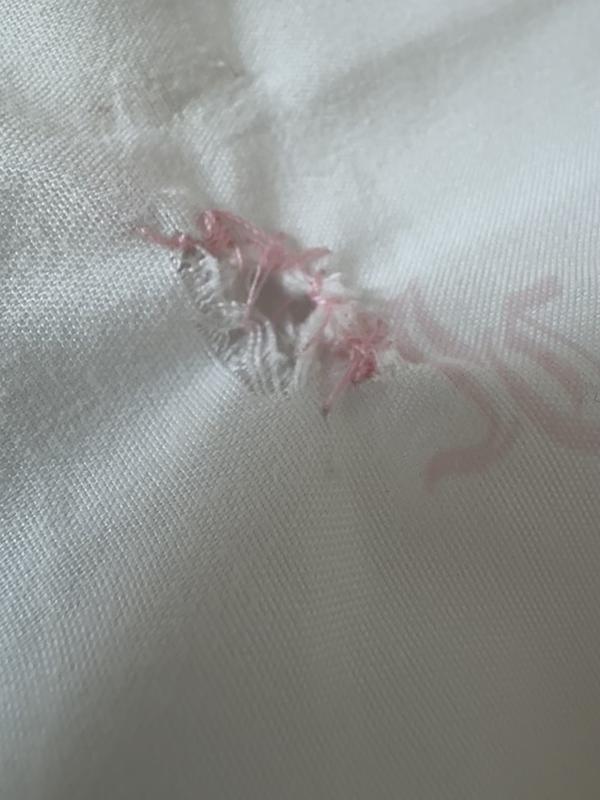 I tried to sew the hole after I washed it.