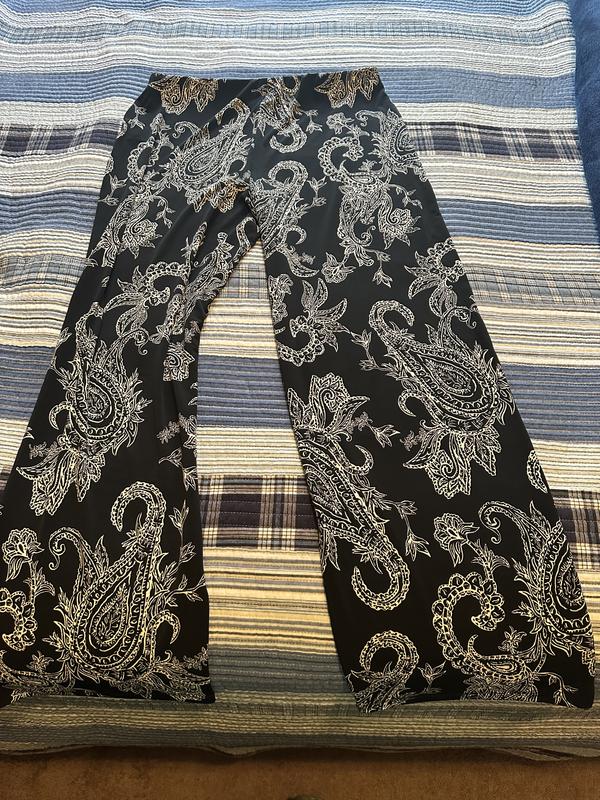 WOMEN'S BLACK AND WHITE CHECKERED PRINT PULL-ON PANTS