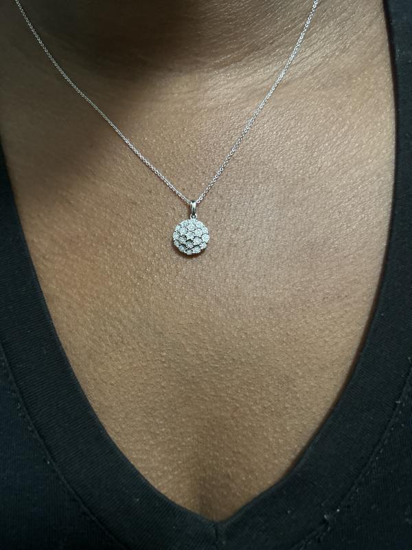 Diamond Cluster 18" Pendant Necklace (1/10 ct. t.w.) in Sterling Silver, Created for Macy's