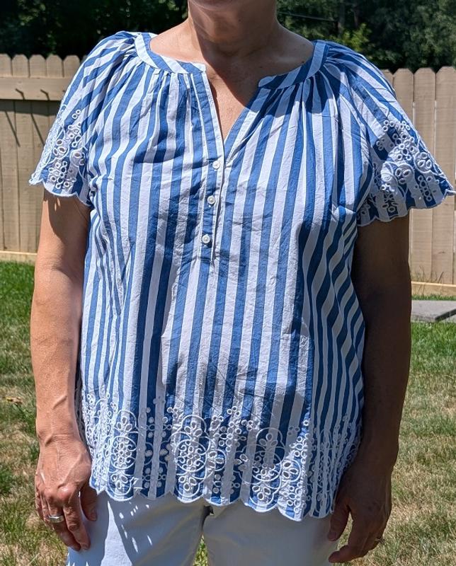 Women's Cotton Eyelet Flutter-Sleeve Top, Exclusively at Macy's