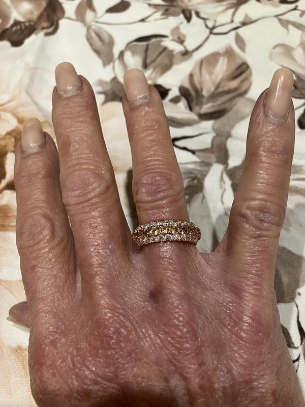 Suzy Levian Sterling Silver Cubic Zirconia 3 Row Brown Eternity Band