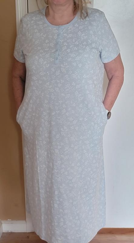 Cotton Ditsy Floral Nightgown (blue)
