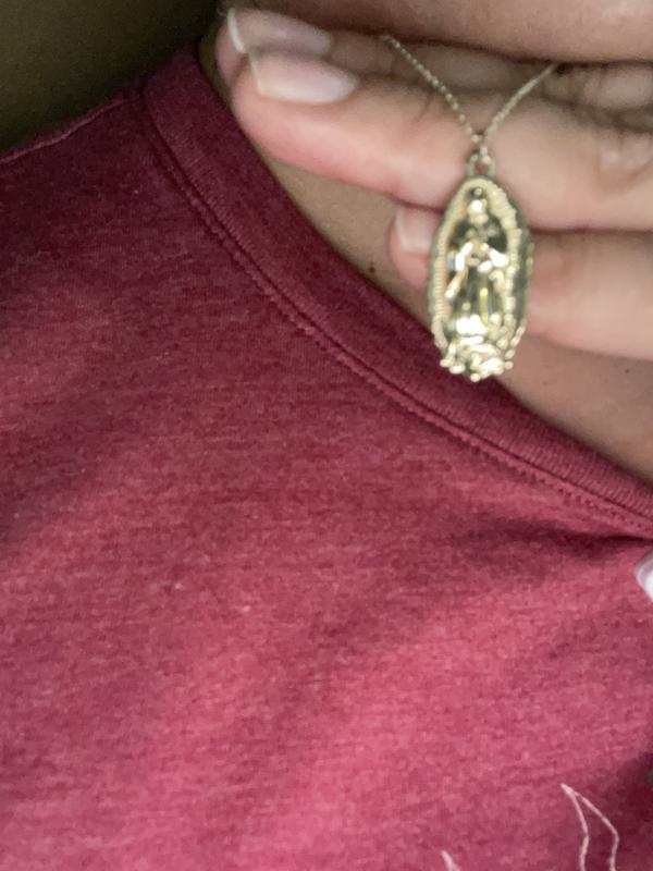 14K Gold Flash Plated Virgin Mary Layered Pendant Necklace
