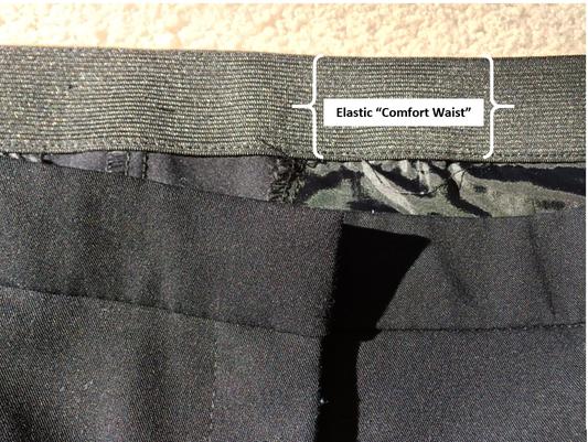Picture of "comfort waist" elastic on inside of waist