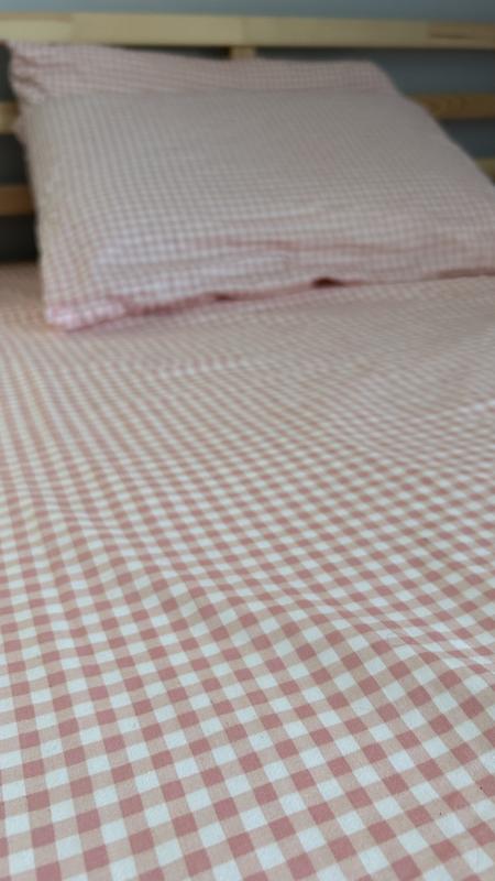 Close up of gingham print.