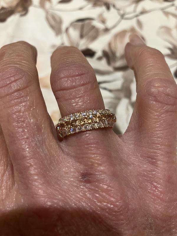 Suzy Levian Sterling Silver Cubic Zirconia 3 Row Brown Eternity Band