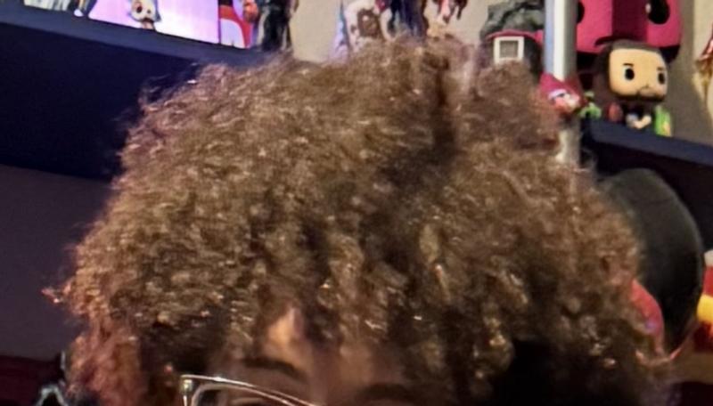 Tight curl hair: this was before leaving the house.