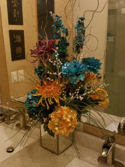 Trash can converted into vase