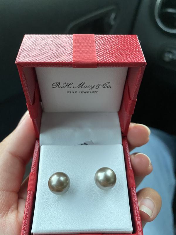 Black Cultured Tahitian Pearl 9mm Stud Earrings in 14k Gold Macy s