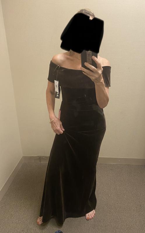 XSCAPE Off-The-Shoulder Velvet Gown - Macy's