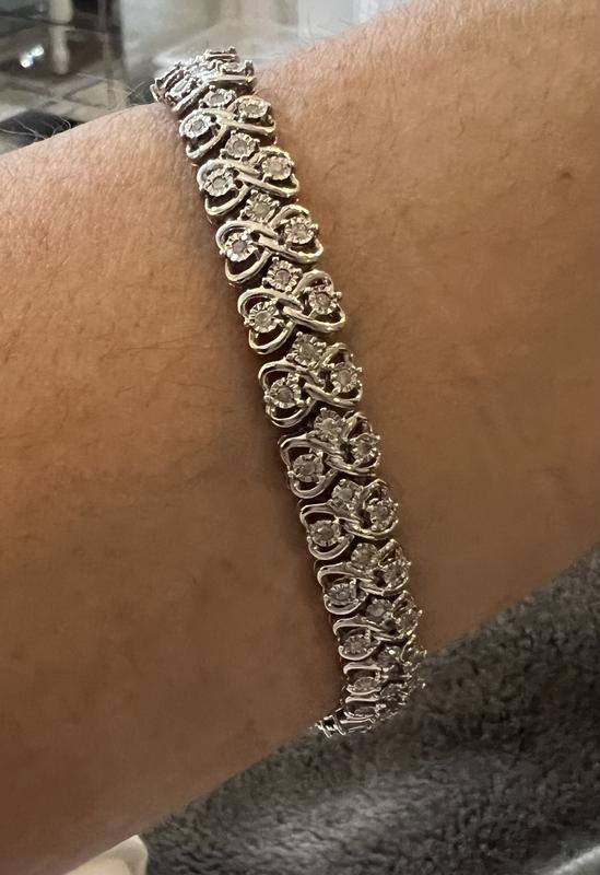 Diamond Heart Link Bracelet 1 ct. t.w. in Sterling Silver Macy s