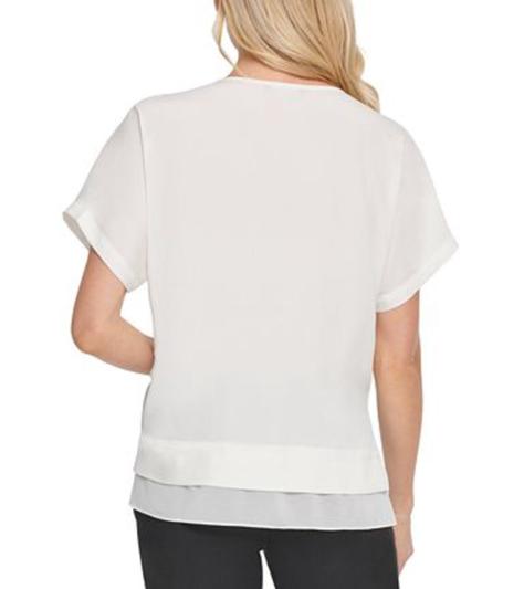 V-Neck Chiffon-Trim Top