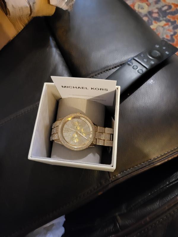 Michael Kors Women's Bradshaw Pave Glitz Gold-Tone Stainless