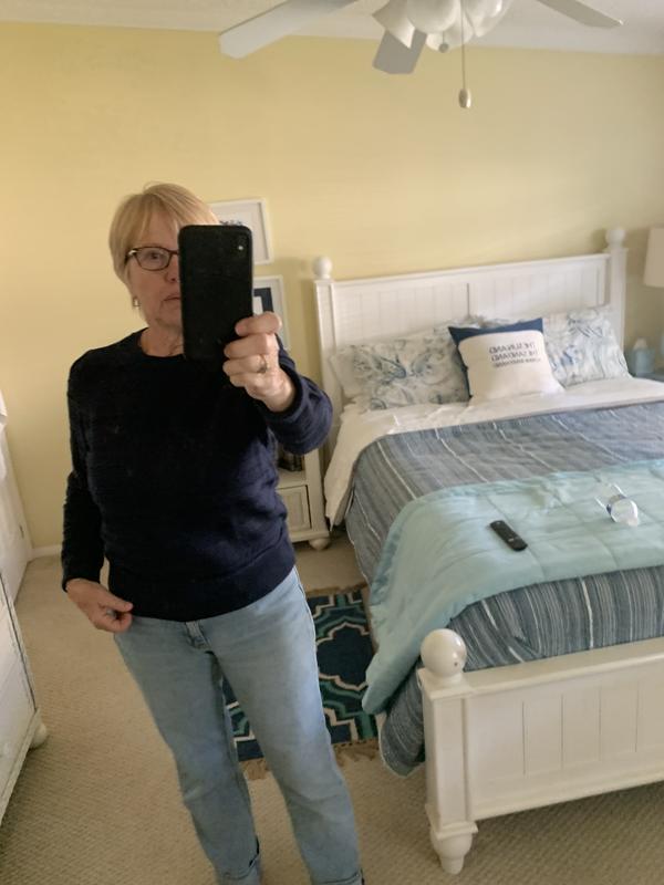 Close up shows the pretty pattern and slight gathering on the shoulders.  Looks good dressed up or for everyday.