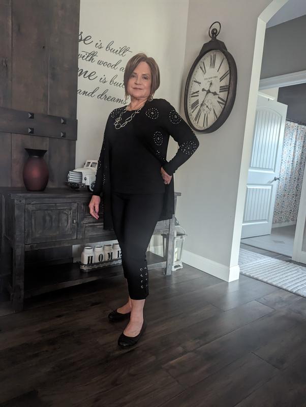 Dressed to go out to dinner.