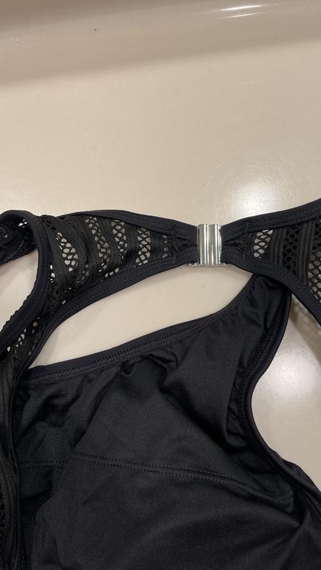 Women's Tummy Control High Neck Cutout Back Hook Mesh One Piece Swimsuit