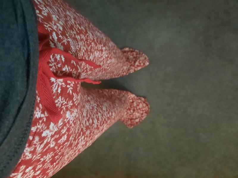 Stepping on the extra fabric