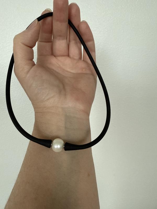 EFFY® Cultured Freshwater Pearl (11mm) Black Silicone 14 Choker Necklace (Also available in Light Blue, Turquoise or Pink)