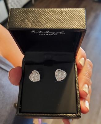 Diamond Heart Cluster Stud Earrings (1/2 ct. t.w.) in Sterling Silver
