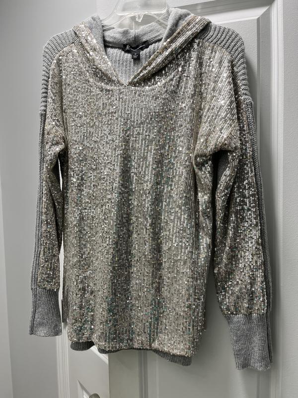 PINKO X HELLO KITTY SILVER GREY SEQUIN SWEATER sale SWEATSHIRT SIZE S