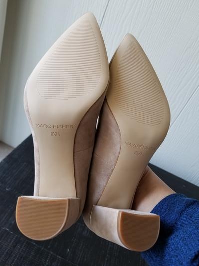 A better look at the heel style and shape of shoes.