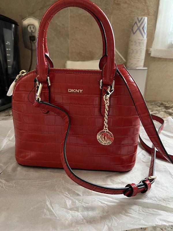 DKNY Bryant 2024 Dome Satchel Crossbody, Small, Red Leather - NEW WITH TAGS