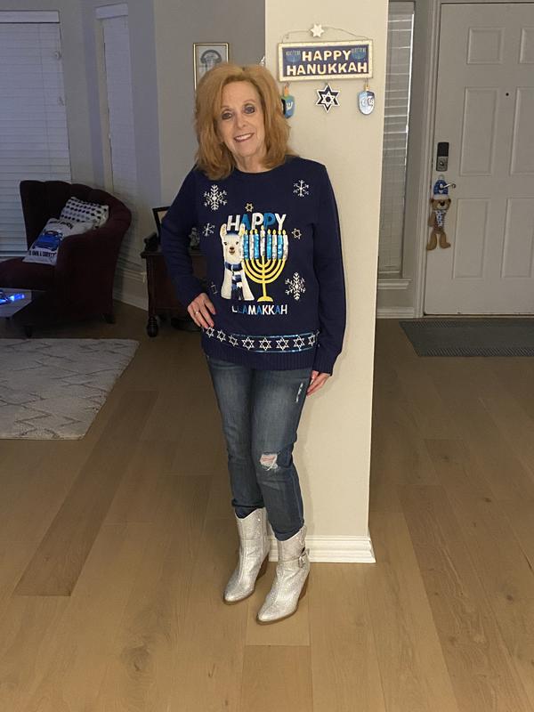 Holiday Lane Women s Happy Llamakah Sweater Created for Macy s Macy s