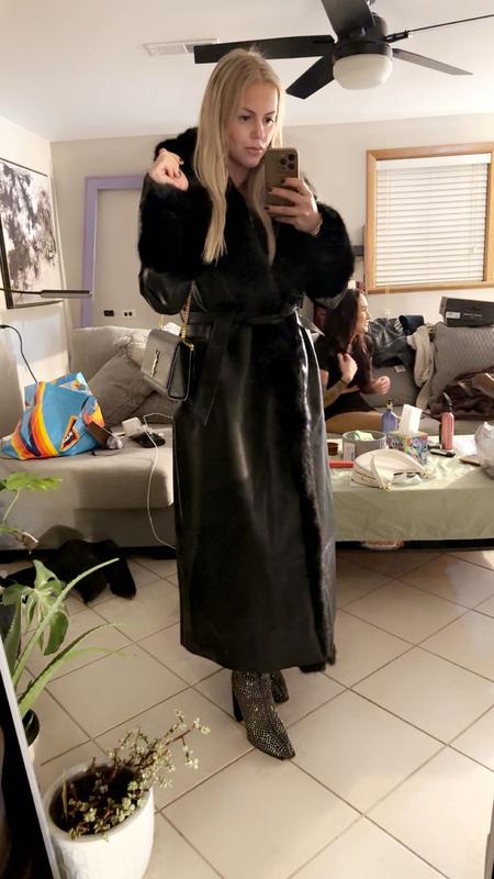 With heels, jacket is a good length