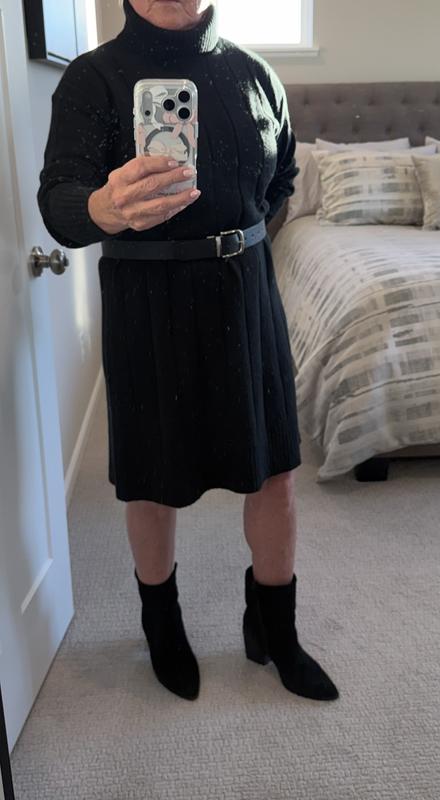 Better length when belted, cute look worn with short boots