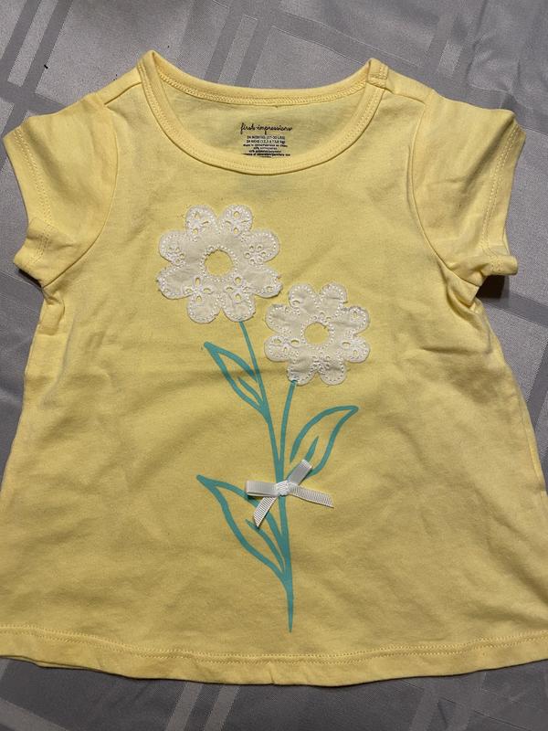 First Impressions Baby Girls Cotton Floral Print T Shirt Yellow Size 18mos