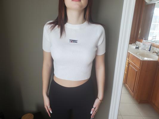 Cute top. Nice fabric/my 18 year old daughter is modeling the shirt