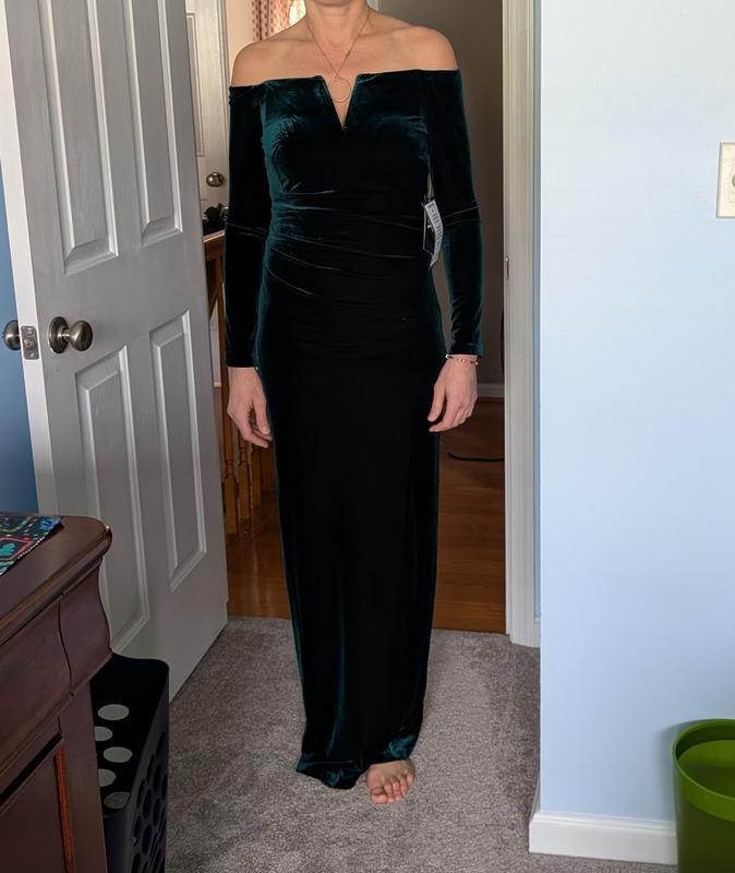 Velvet Off-The-Shoulder Gown, 2P-18