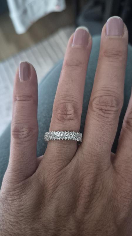 Suzy Levian Sterling Silver Micro-Pave White Cubic Zirconia Eternity Band Ring