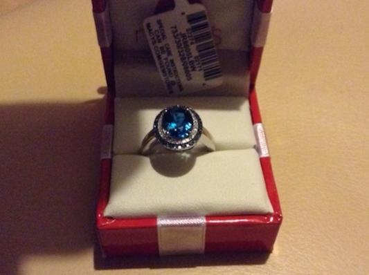 "A brilliant blue in a little red box"