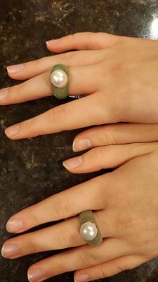 Cultured Freshwater Pearl Jade Ring in 14k Gold (9mm)