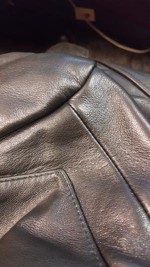 Close-up to show leather texture and appearance