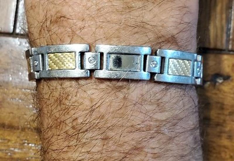 Men s Inlay Diamond Bracelet 1 5 ct. t.w. in Stainless Steel and 18k Gold Macy s