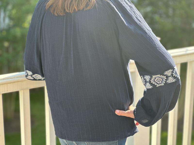 Style Co Womens Tie Waist Peasant Blouse Black Size Extra Large main image 0