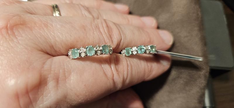 earrings are very light green, not as pictured. Also, clasp is so tight am afraid they will break if I try to force it open