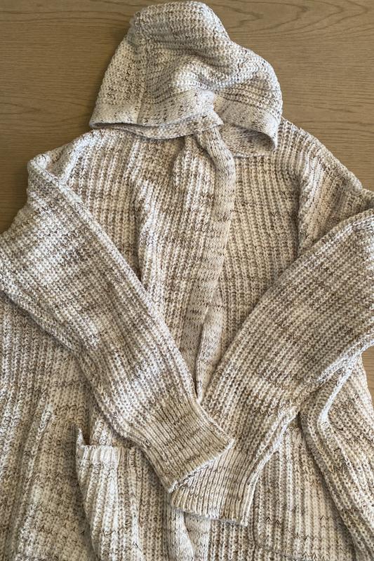 Here’s the sweater - I wanted the picture to show the length as well as the hood - it is just a super item!