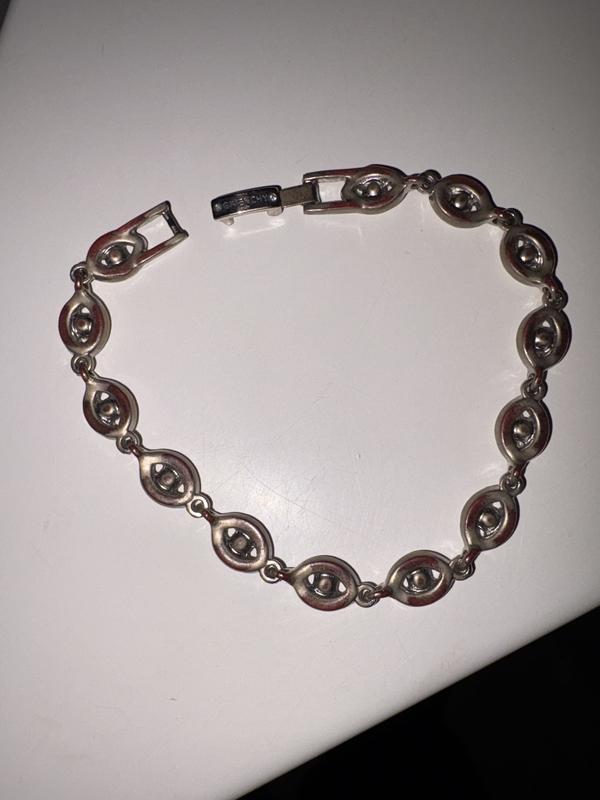 Silver-Tone 2-Pc. Set Stone & Crystal Link Bracelet & Crystal Stud Earrings