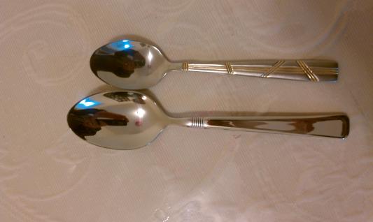 J.A tea spoon on the bottom, and my tea spoon on top