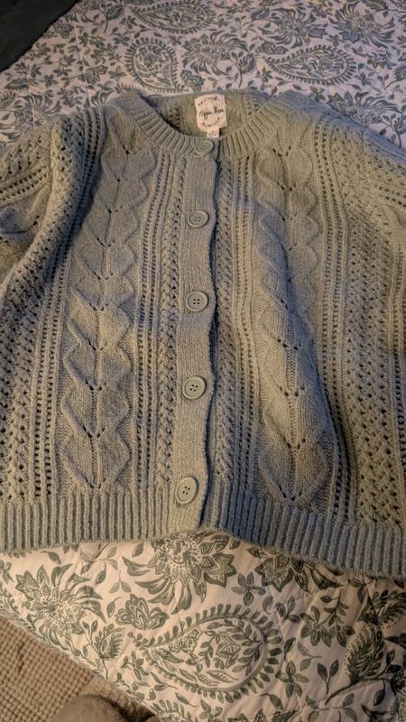 Juniors' Cable-Knit Button-Front Lady Cardigan