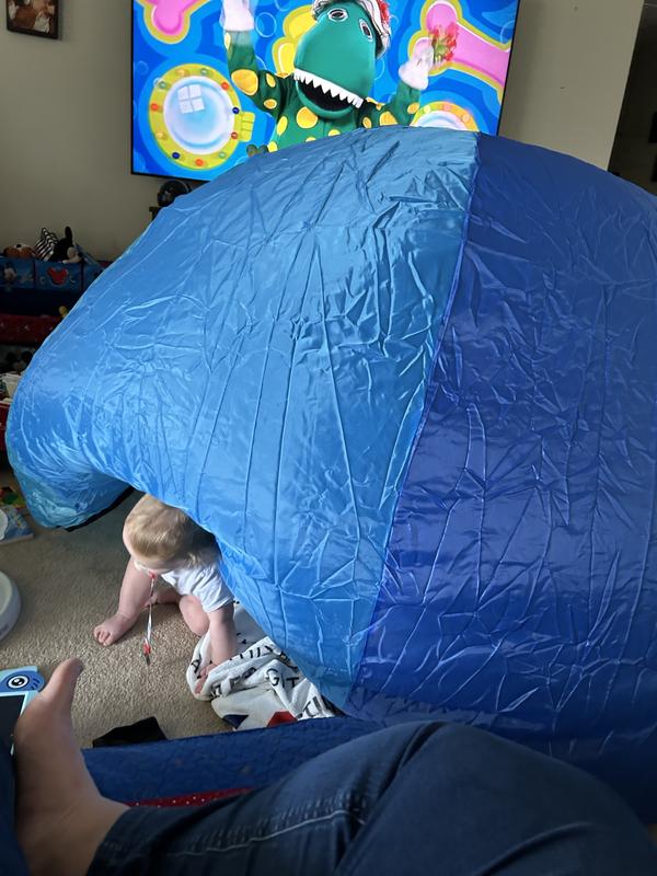 He always wants it blown up! Easy for him to go in and out