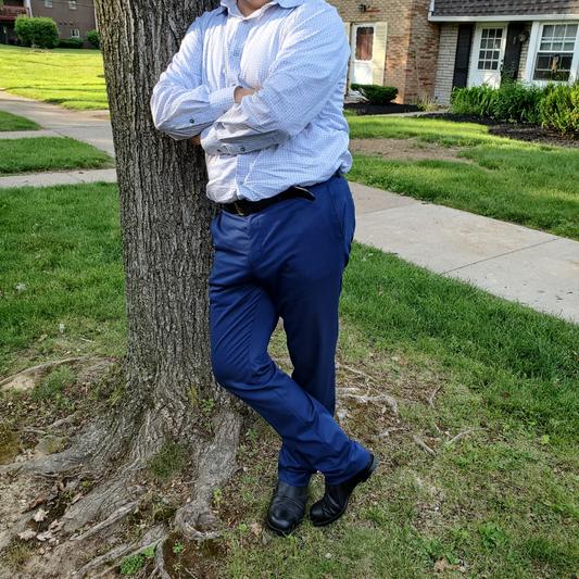 great fitting smart pants in a vibrant blue color