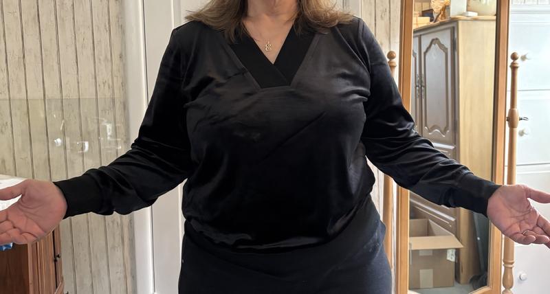 Petite Easy V-Neck Long-Sleeve Velour Top, Macy's Exclusive