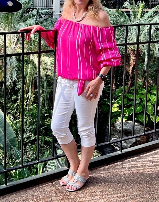 Great color. Capris and shoes are Macy's also.