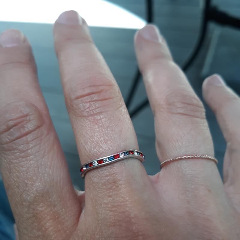 Red/White/Blue Crystal Stackable ring in Sterling Silver - Macy's